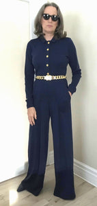 Navy Ribbed Jumpsuit