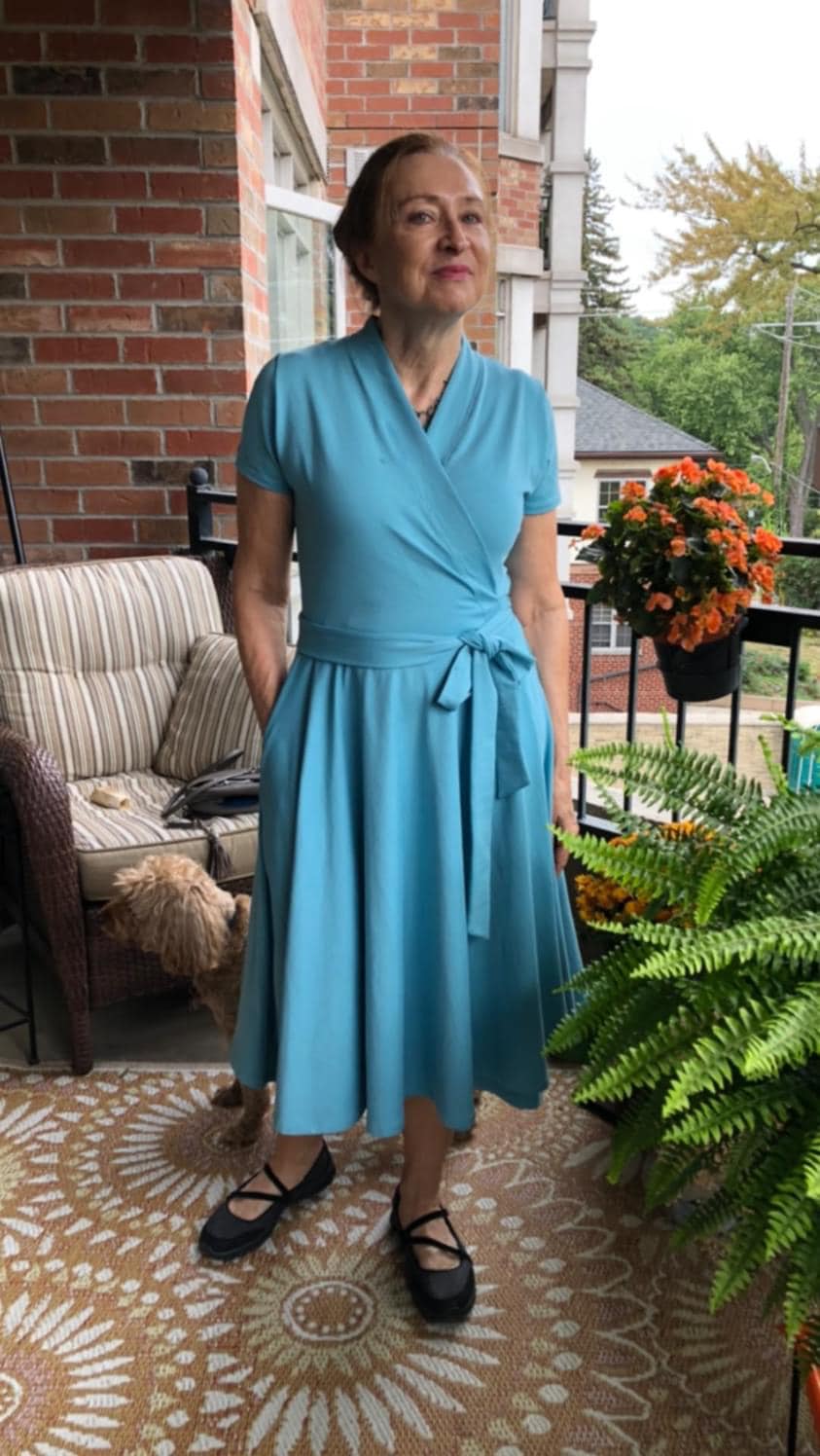 wrap dress short sleeve Short Sleeve French Terry Wrap Dress – Holly Howard Creations