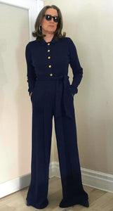 Navy Ribbed Jumpsuit