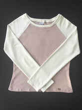 Raglan Sleeve 2 Tone Top with Crew Neck